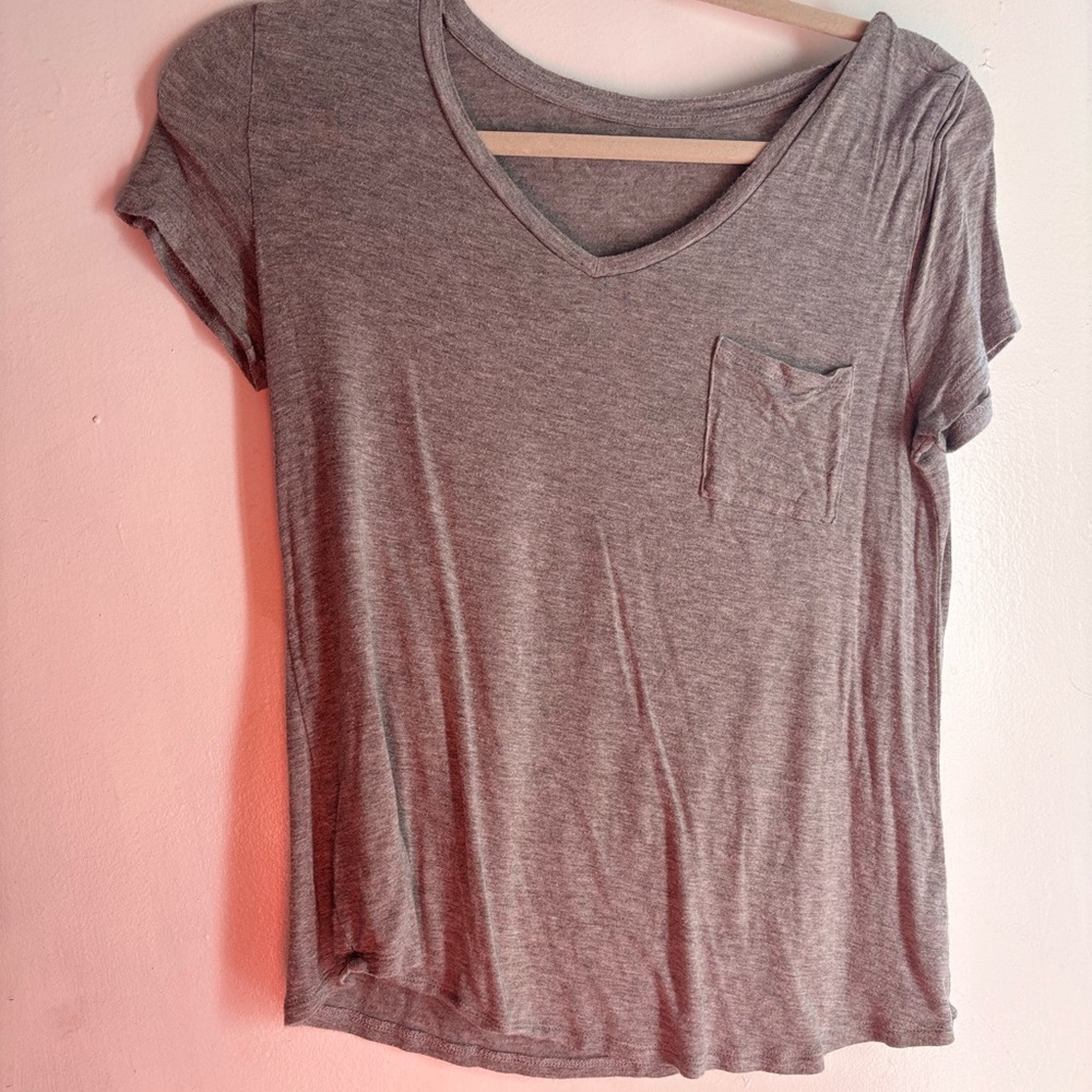 Gray Women's V-Neck Top
